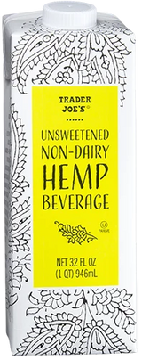 Unsweetened Non Dairy Hemp Beverage Plant Based Vegan Milk Alternative