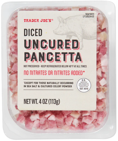 Diced Uncured Pancetta – 4 Oz Italian Pork Belly