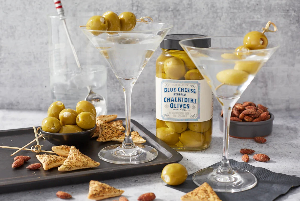 Blue Cheese Stuffed Chalkidiki Olives 22.9 Oz Greek Gourmet Cocktail Snack Jar
