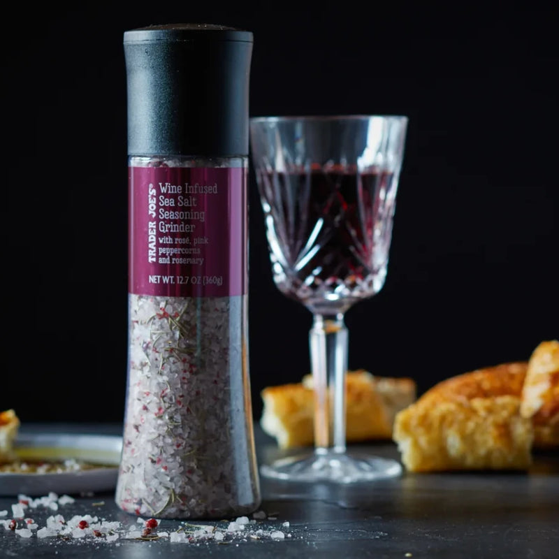Wine Infused Sea Salt Grinder – Rosé Wine Seasoned Gourmet Salt Blend