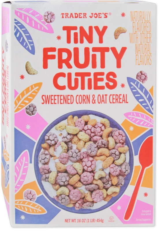 Tiny Fruity Cuties Cereal 16 Oz Trader Joe’s Colorful Flower Moon Shapes