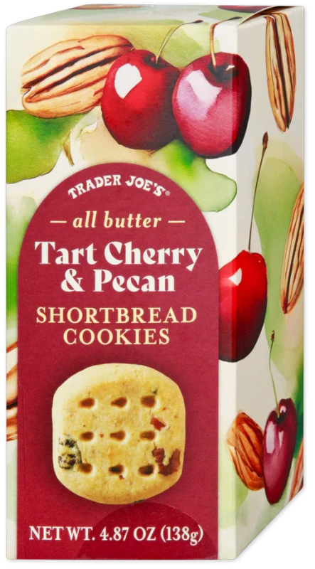 Tart Cherry & Pecan Shortbread Cookies – Buttery Crumbly Shortbread with Fruit & Nuts (4.87 oz)