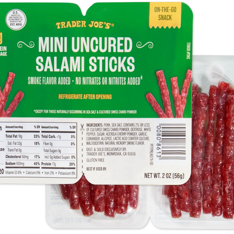 Mini Uncured Salami Sticks – High Protein Savory Meat Snack 2 Oz