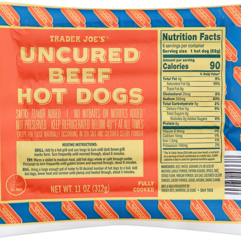 Uncured Beef Hot Dogs – 11 Oz Fully Cooked All Beef Hot Dogs