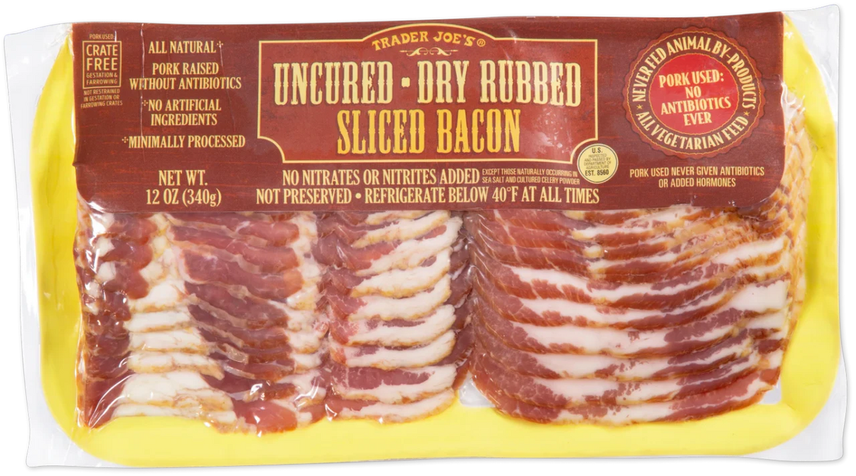 Uncured Dry Rubbed Sliced Bacon 12 Oz Smoky Breakfast Bacon