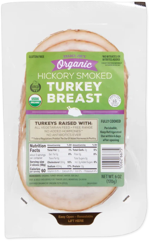 Organic Hickory Smoked Turkey Breast 6 Oz Smoked Deli Sliced Turkey