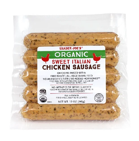 Organic Sweet Italian Chicken Sausage 12 Oz Fully Cooked Chicken Sausage