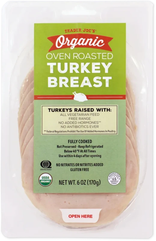 Organic Oven Roasted Turkey Breast 6 Oz Sliced Lean Deli Turkey