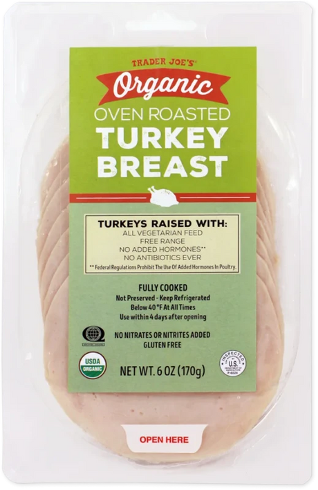 Organic Oven Roasted Turkey Breast 6 Oz Sliced Lean Deli Turkey