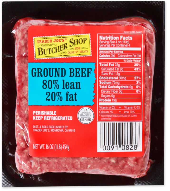 Ground Beef 80% Lean, 20% Fat 1 Lb Premium Burger Beef