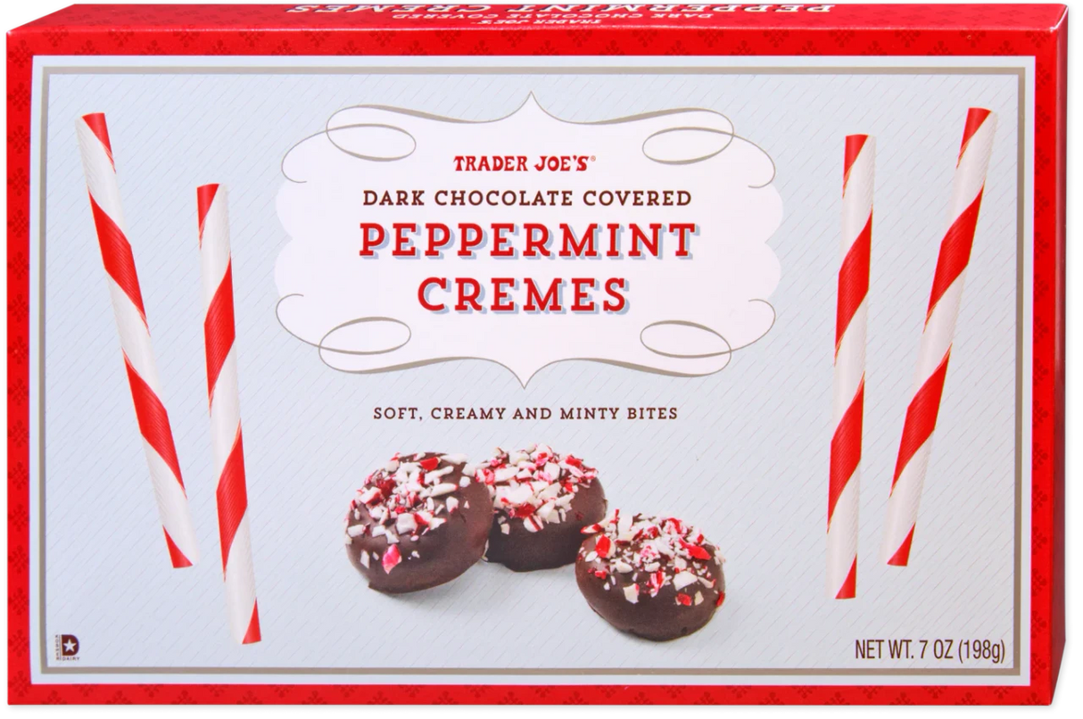 Dark Chocolate Covered Peppermint Cremes – Chocolate Mint Creme Candy (7 oz)