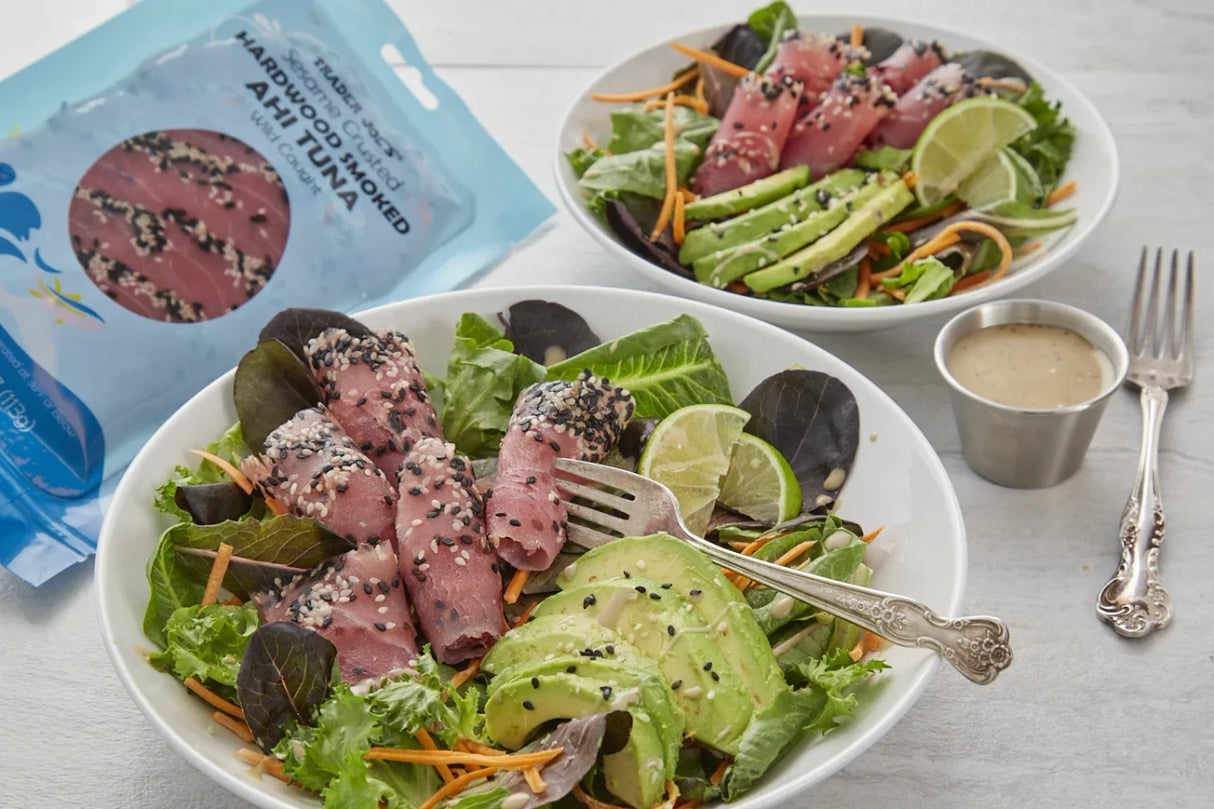 Sesame Crusted Hardwood Smoked Ahi Tuna 4 Oz Smoked Yellowfin Tuna Slices