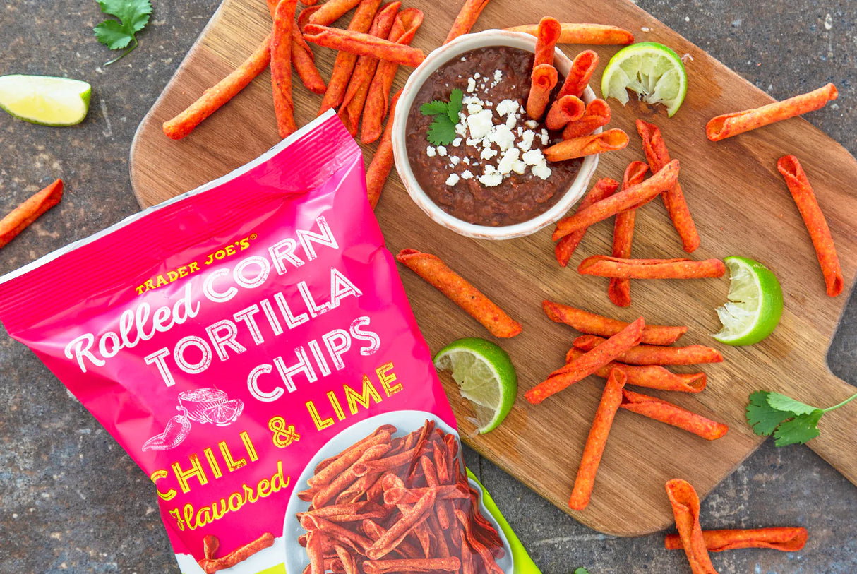 Trader Joes Chili & Lime Rolled Corn Chips/9 Oz