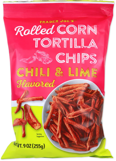 Trader Joes Chili & Lime Rolled Corn Chips/9 Oz