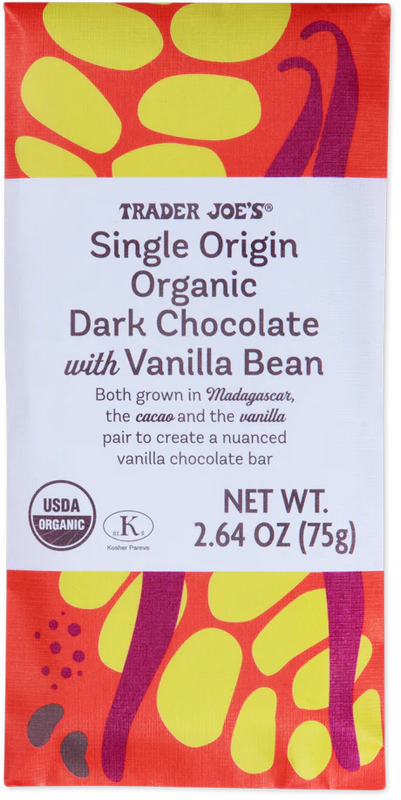 Single Origin Organic Dark Chocolate with Vanilla Bean 2.64 oz Rich & Smooth