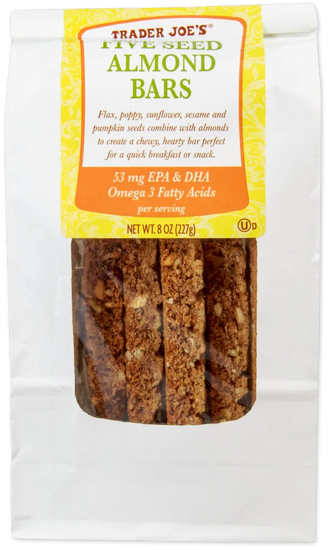 Trader Joe's Five Seed Almond Bars Crunchy & Nutritious 8 Oz