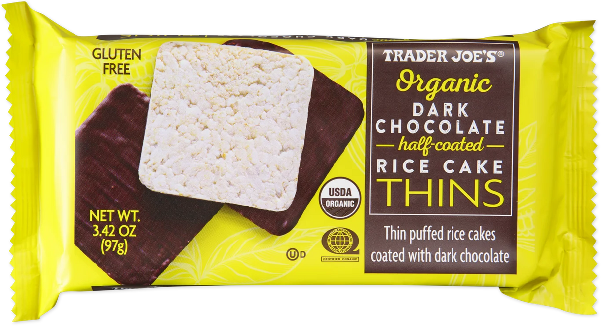 Trader Joes Organic Dark Chocolate Rice Cake Thins/3.42 Oz