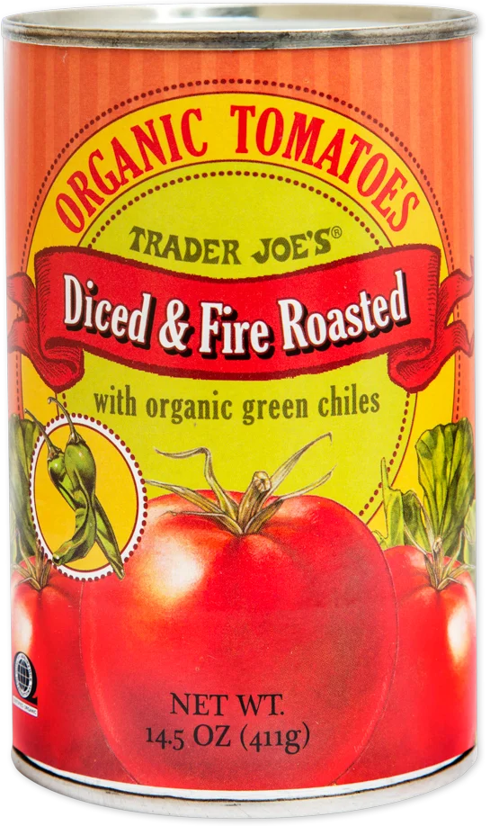 Trader Joe’s Organic Diced & Fire Roasted Tomatoes with Green Chiles (14.5 Oz)