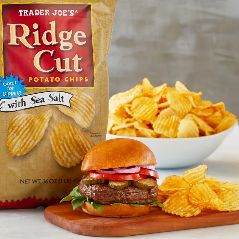 Trader Joes Ridge Cut Potato Chips with Sea Salt/16 Oz