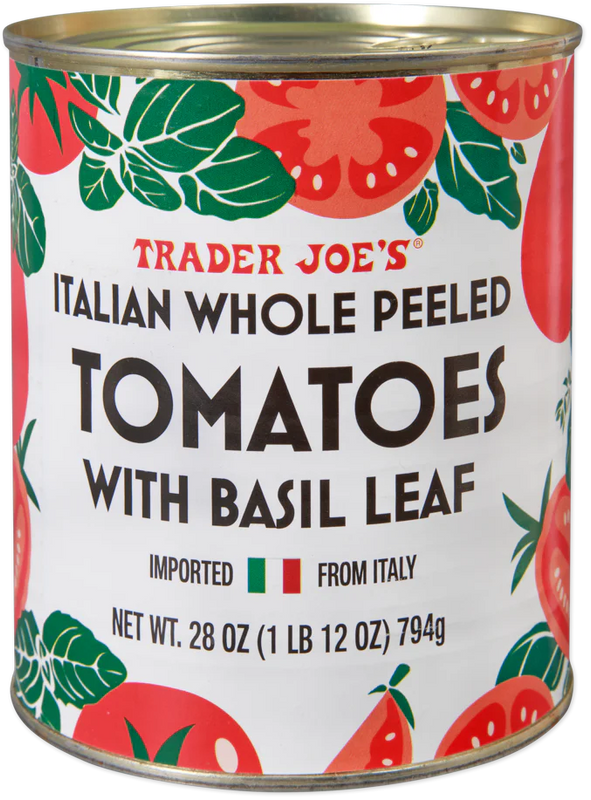 Italian Whole Peeled Tomatoes with Basil Leaf /28 Oz