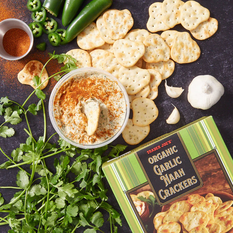 Trader Joes Organic Garlic Naan Crackers 10 Oz