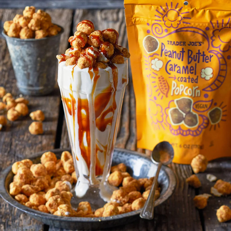 Trader Joes Peanut Butter Caramel Coated Popcorn 6 Oz