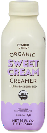 Organic Sweet Cream Coffee Creamer Rich & Smooth Dairy 16 Fl Oz