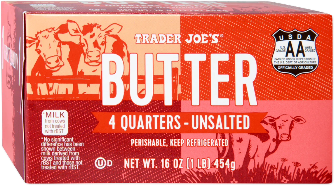 Unsalted Butter Quarters Creamy Baking & Cooking Butter 16 Oz