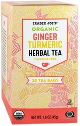 Organic Ginger Turmeric Herbal Tea Caffeine Free Spicy Infusion 20 Bags