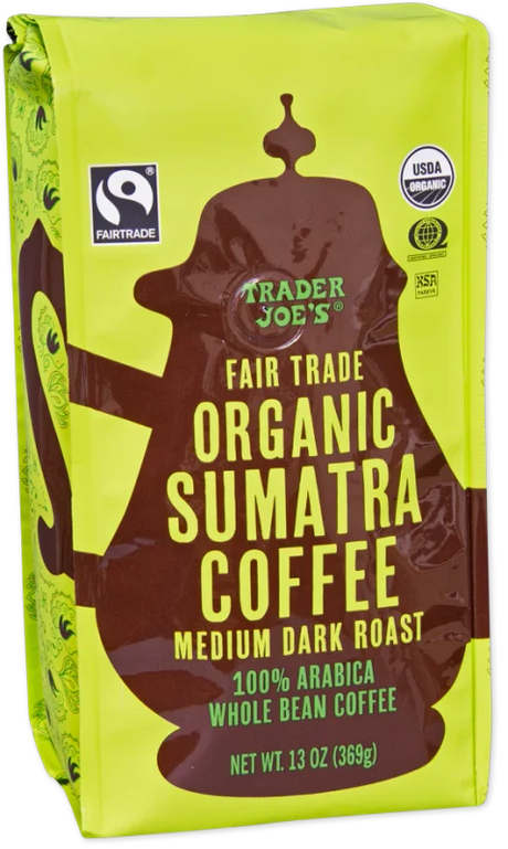 Fair Trade Organic Sumatra Coffee 13 Oz Arabica Medium Dark