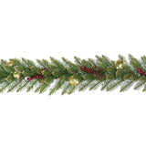 Pre-Lit Dunhill Fir Glittery Gold Garland with Warm White LED Lights, 9 Foot