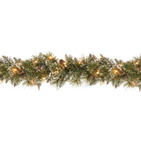 Pre-Lit Glittery Bristle Pine Garland with Clear Lights, 9 Foot (Plug-In)