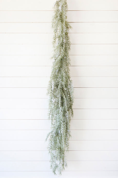 6' Pine Weeping Garland with Frost