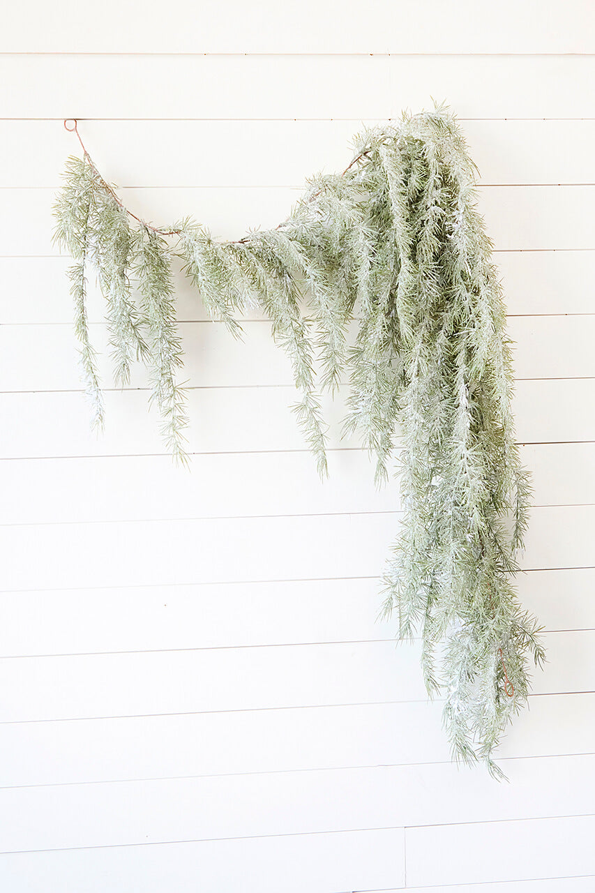 6' Pine Weeping Garland with Frost