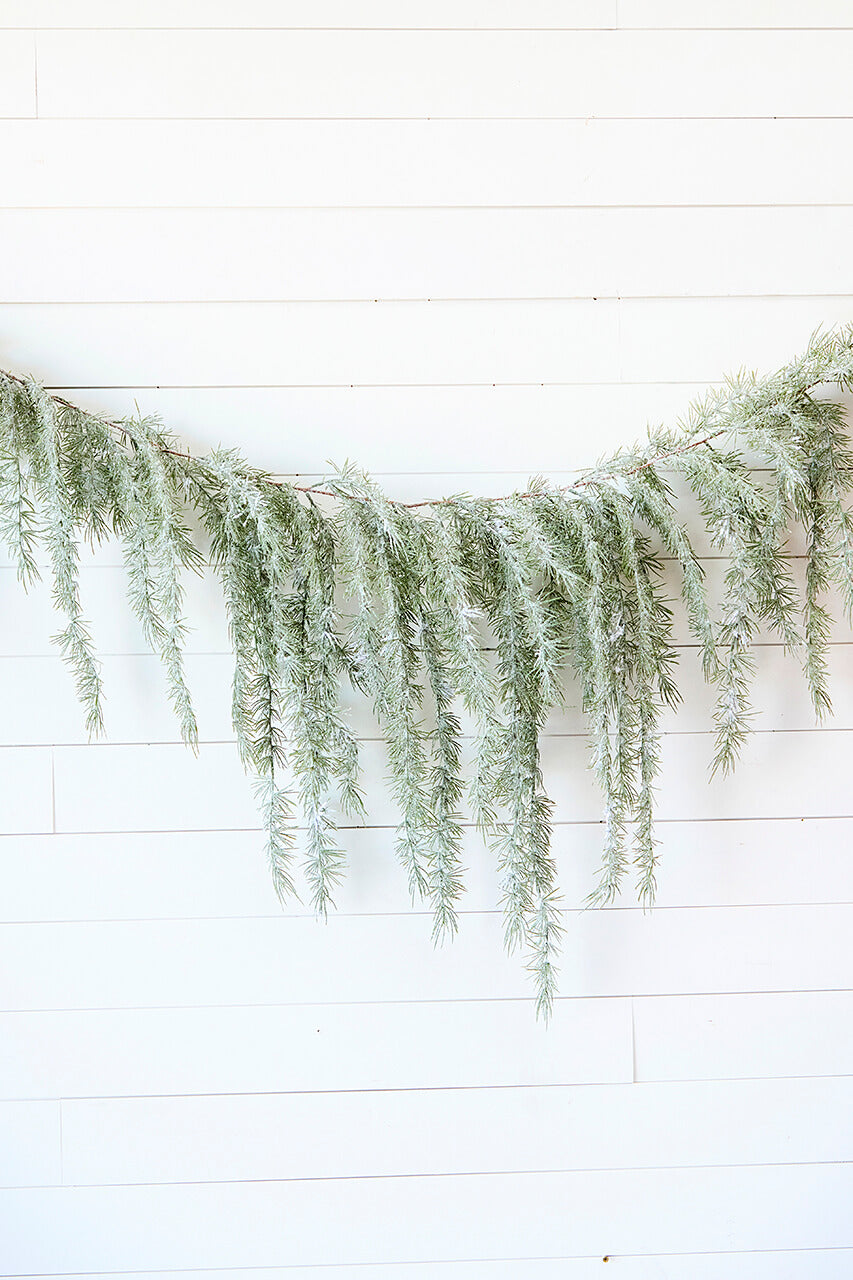6' Pine Weeping Garland with Frost