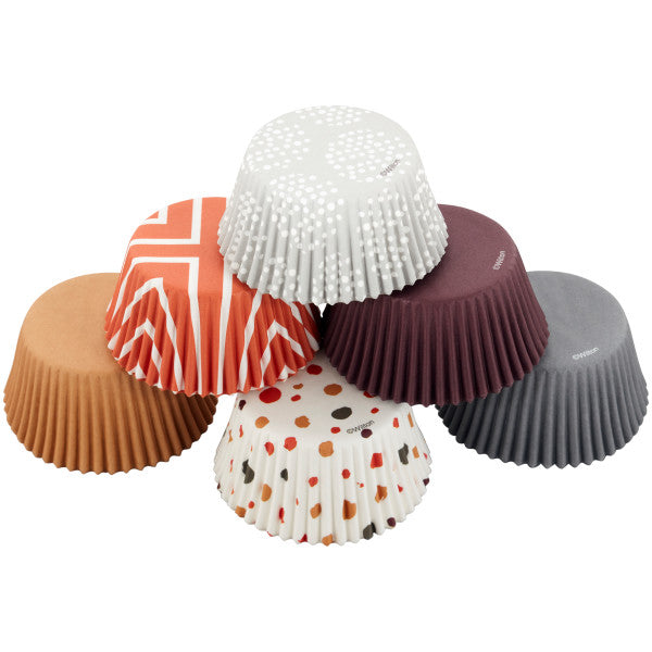Wilton Brown, Orange, Grey and Neutral Print Standard Baking Cups, 150-Count