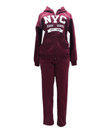 Women's Fleece NYC Matching Tracksuit Fleece Fabric - Rose, Black, Teal, Burgundy, Purple, Light Grey, Dark Grey, Fucshia, Two Piece, Cold Weather, S-XL (1 Set)