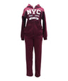 Women's Fleece NYC Matching Tracksuit Fleece Fabric - Rose, Black, Teal, Burgundy, Purple, Light Grey, Dark Grey, Fucshia, Two Piece, Cold Weather, S-XL (1 Set)