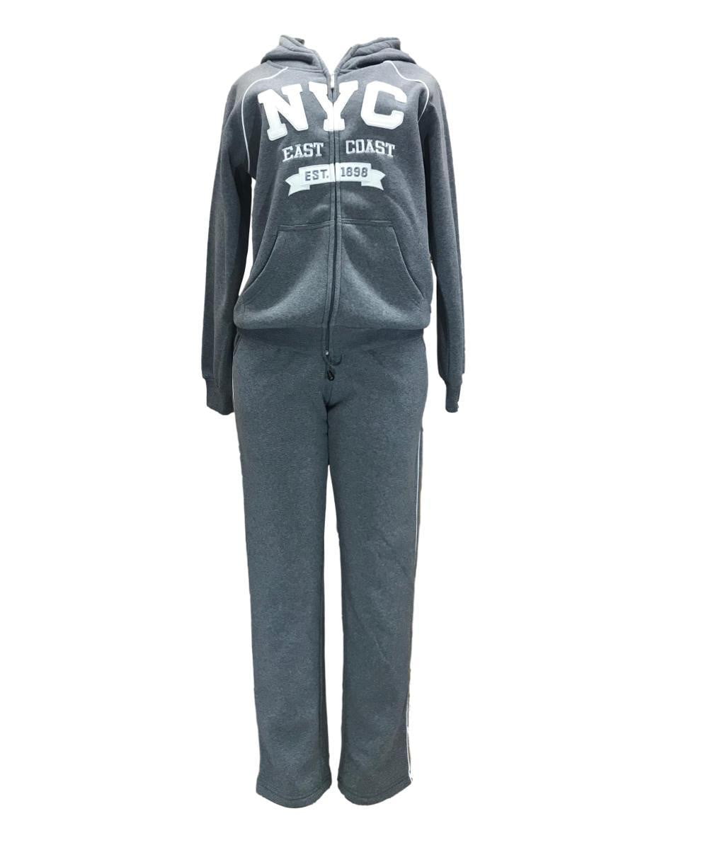Women's Fleece NYC Matching Tracksuit Fleece Fabric - Rose, Black, Teal, Burgundy, Purple, Light Grey, Dark Grey, Fucshia, Two Piece, Cold Weather, S-XL (1 Set)
