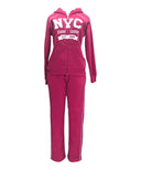 Women's Fleece NYC Matching Tracksuit Fleece Fabric - Rose, Black, Teal, Burgundy, Purple, Light Grey, Dark Grey, Fucshia, Two Piece, Cold Weather, S-XL (1 Set)