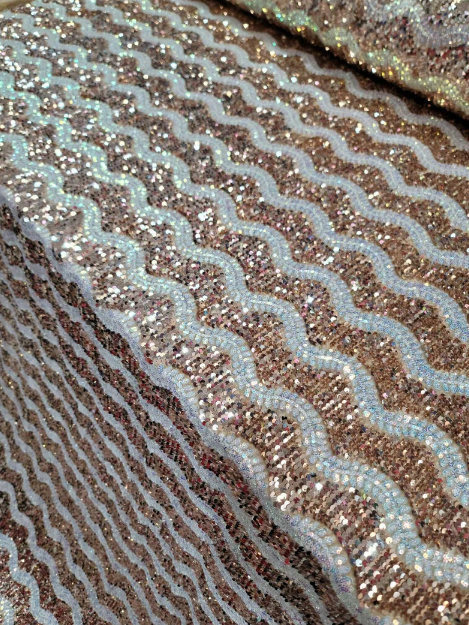 Sequin Stretch Velvet Fabric Champagne Gold
