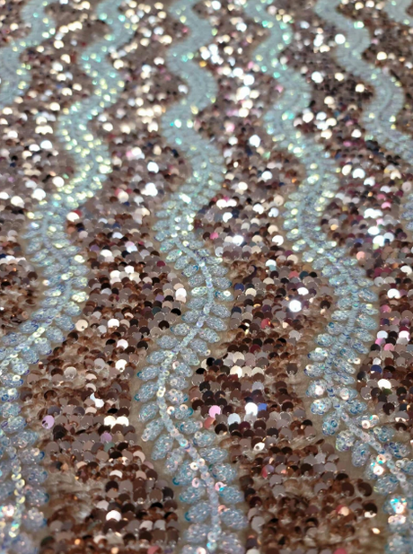 Sequin Stretch Velvet Fabric Champagne Gold