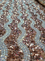 Sequin Stretch Velvet Fabric Champagne Gold