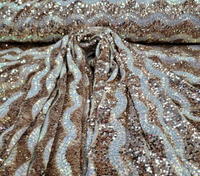 Sequin Stretch Velvet Fabric Champagne Gold