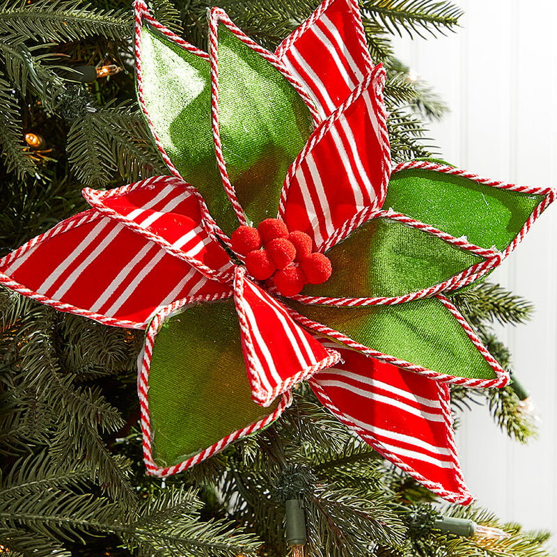 22" Green, Red and White with Striped Edge Stem