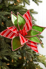 22" Green, Red and White with Striped Edge Stem
