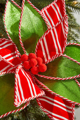22" Green, Red and White with Striped Edge Stem