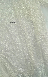 BPS Mesh Lace White Polyester Fabric - White Beads, Pearls, Sequins Mesh, 60" Width (1 Yard)