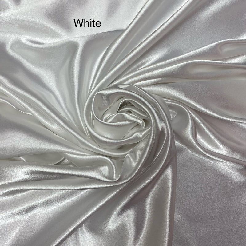 Crepe Satin Polyester Fabric - White, 58" Width (1 Yard)