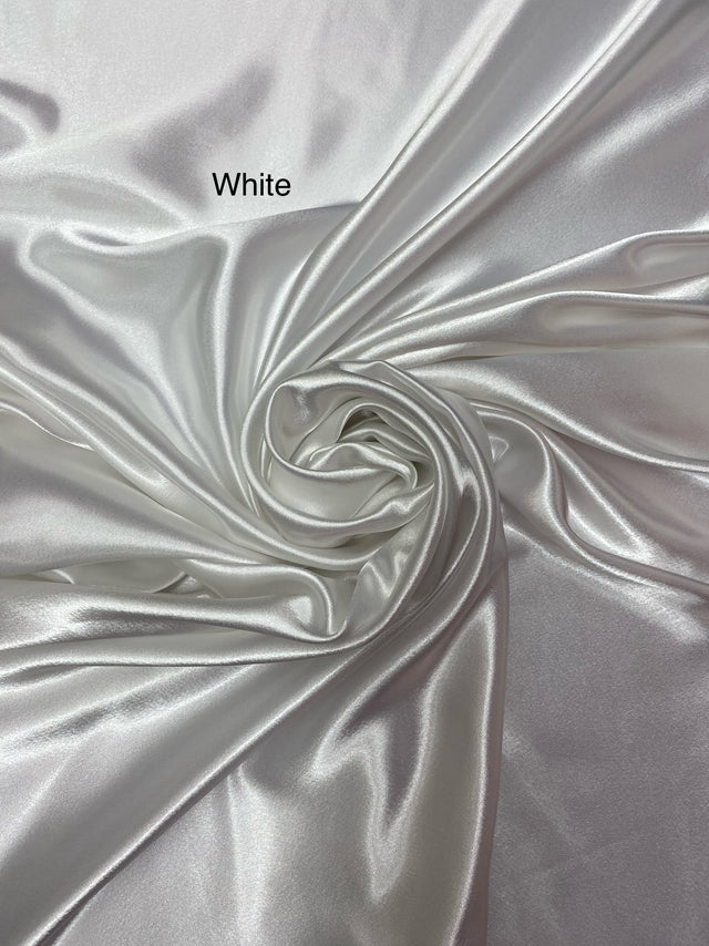 Crepe Satin Polyester Fabric - White, 58" Width (1 Yard)